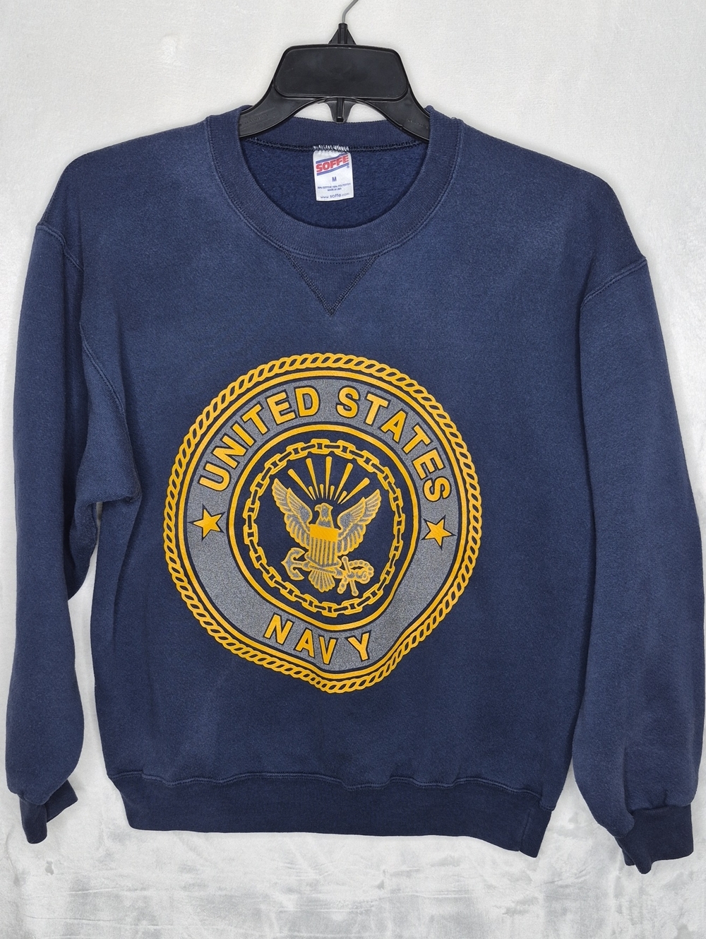 Vintage Soffe US Navy Double Sided Crewneck Sweatshirt Blue Gold Crest Medium